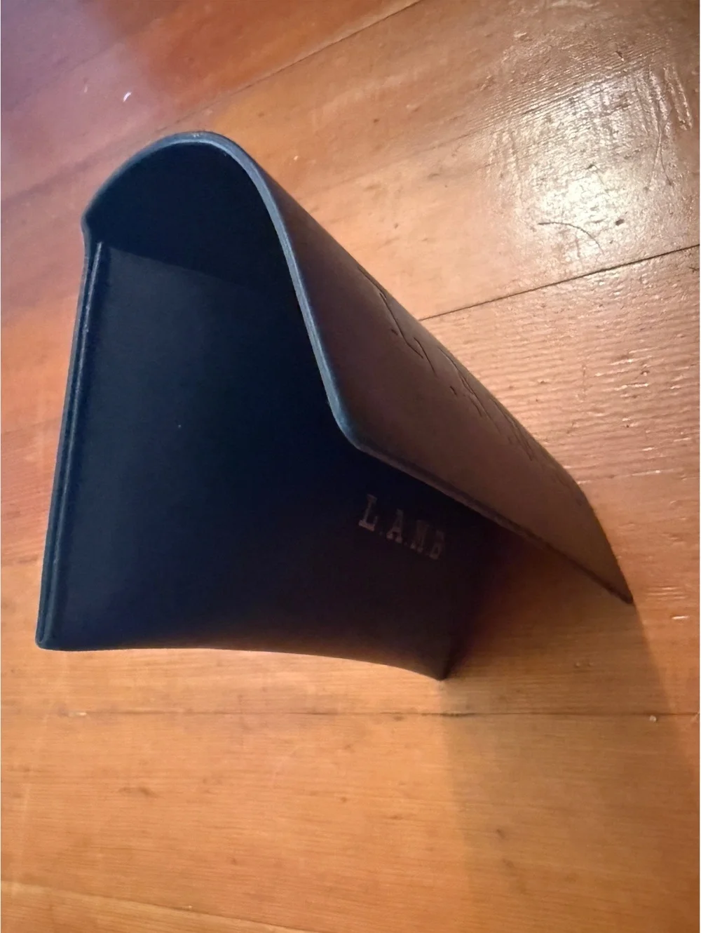 L.A.M.B. Black Leather Eyeglass Case with Cleaning Cloth